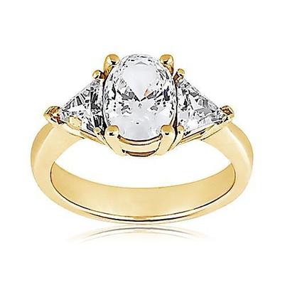 3 Stein 2,71 Ct. Big Natürliche Diamant Gelbgold Fancy Ring Neu