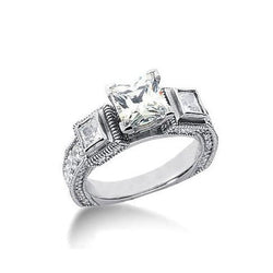 3 Stein Euroschaft Antik Stil Natürliche Diamant Verlobungsring Weißgold 14K