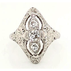 3 Steine Natürliche Diamant Ring Alter Bergmann Antique Style 1,75 Karat Filigraner Ring