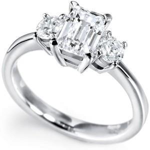 3 Steine Smaragd & Runder 3 Karat Echt Diamant Jubiläumsring