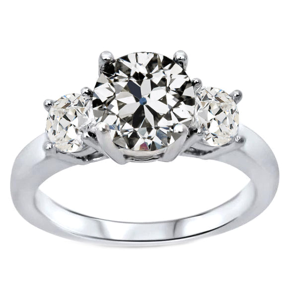 Dreisteinring 14K Weißgold mit Diamant – Hauptansicht