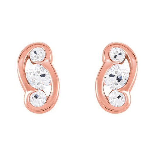 Edler Diamant Old Mine Cut Ohrringe in 14K Roségold – Hauptansicht