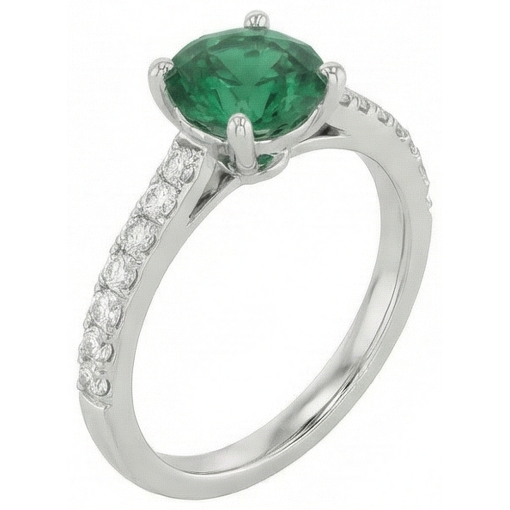 echter round smaragd 3.15Karat ring Draufsicht