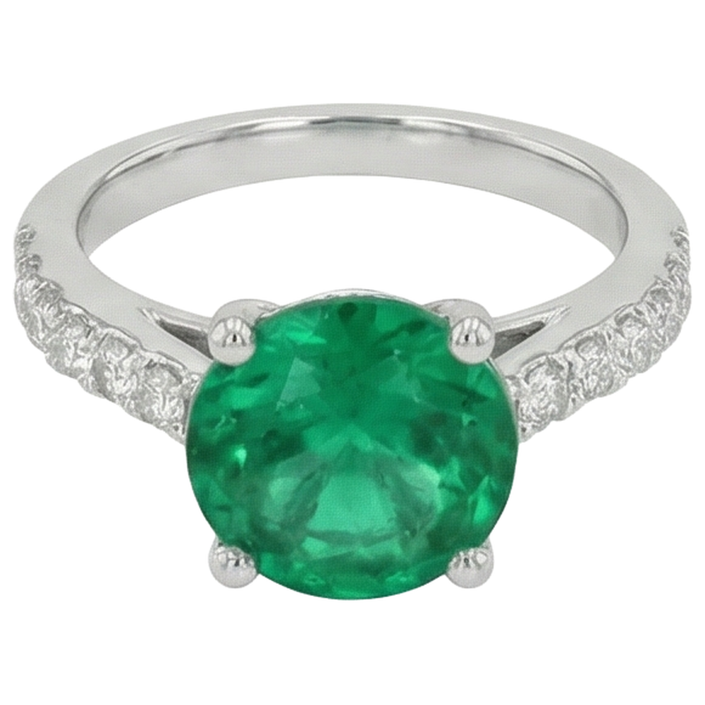 echter round smaragd 3.15Karat ring Detailansicht