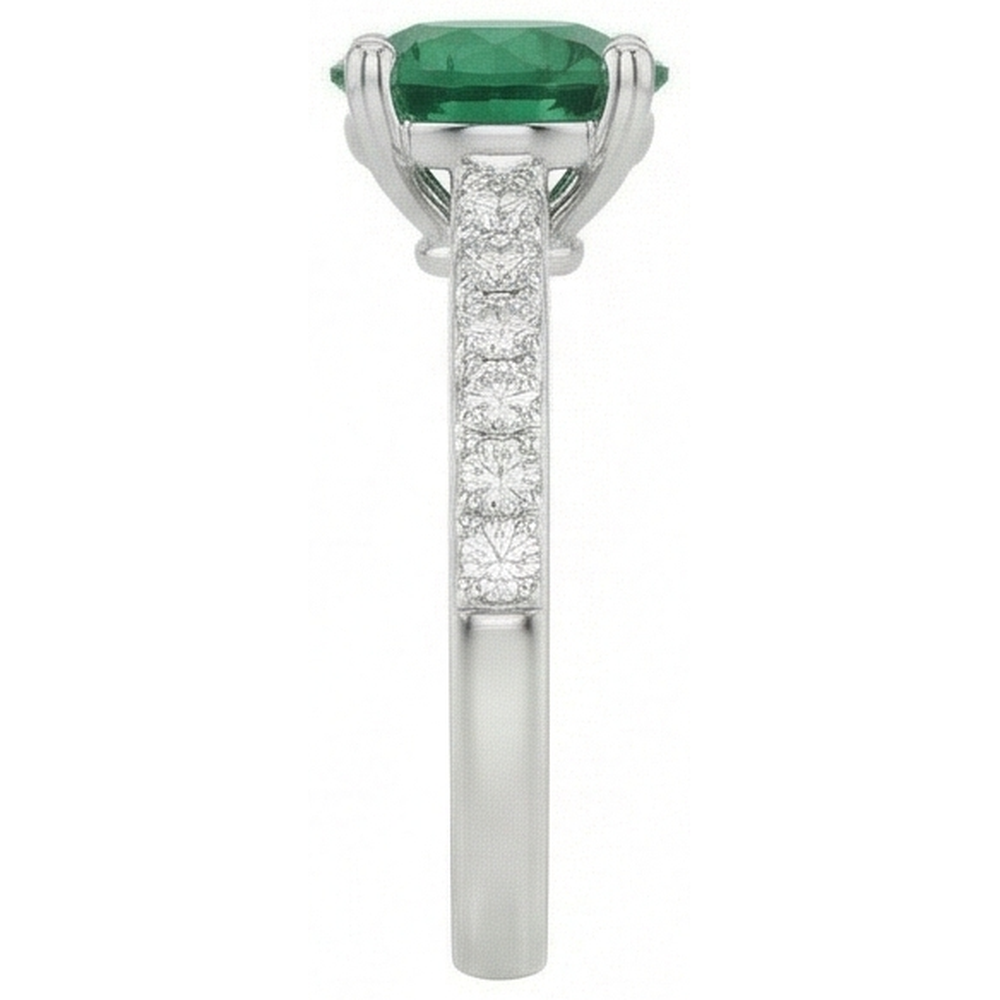 echter round smaragd 3.15Karat ring mit Diamantbesatz