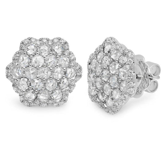 3,20 Karat Echt Diamant Ohrstecker Halo Weißgold 14K
