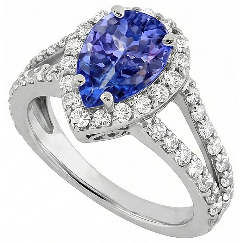 echter round tansanit 3.25Karat ring Detailansicht