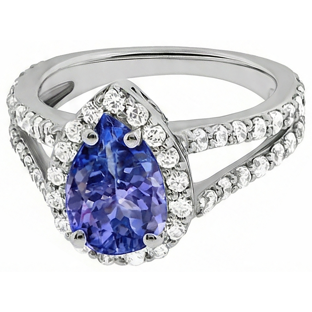 echter round tansanit 3.25Karat ring Draufsicht