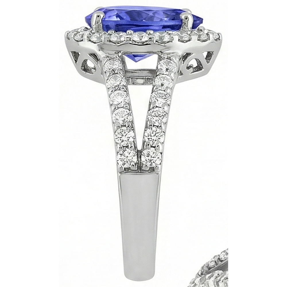 echter round tansanit 3.25Karat ring auf Weiß