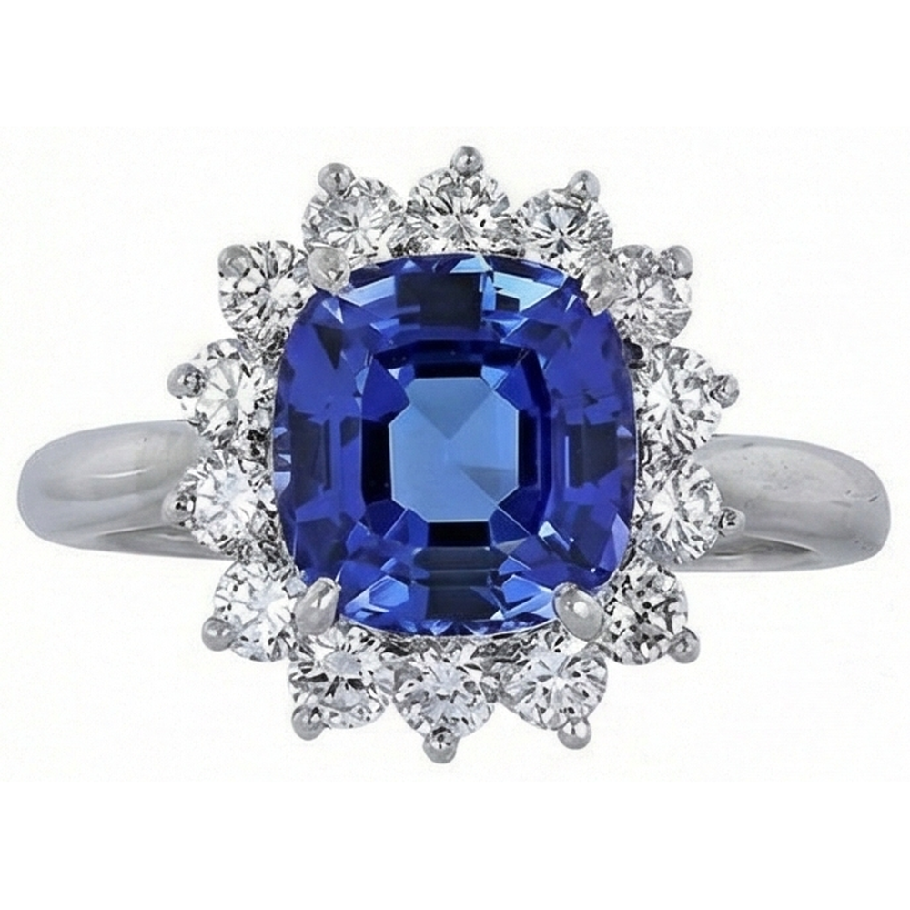 echter asscher diamant 3.25Karat ring Seitenansicht