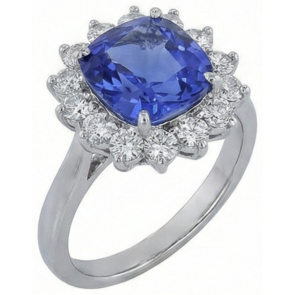 echter asscher diamant 3.25Karat ring Profilansicht