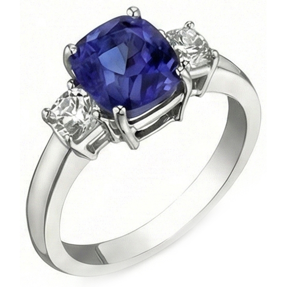 echter round saphir 3.25Karat ring Seitenansicht