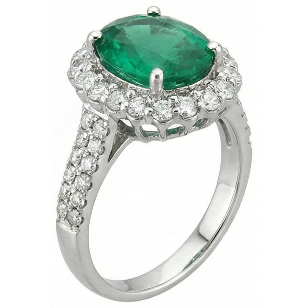 echter oval smaragd 3Karat ring Seitenansicht