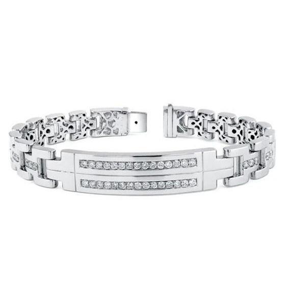 3,25 Karat Brillantschliff Echt Diamanten Herrenarmband WG 14K