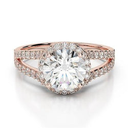 3,25 Karat Echt Diamant Halo Ring Roségold 14K