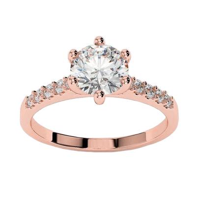 3,25 Karat Funkelnder Runder Echt Diamanten Jubiläumsring Roségold 14K