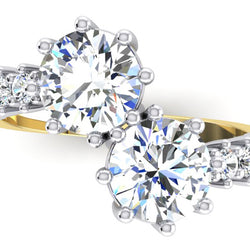 3,30 Karat Rundschliff-Diamantring Mit Zwei Steinen in 14 Karat Weißgold