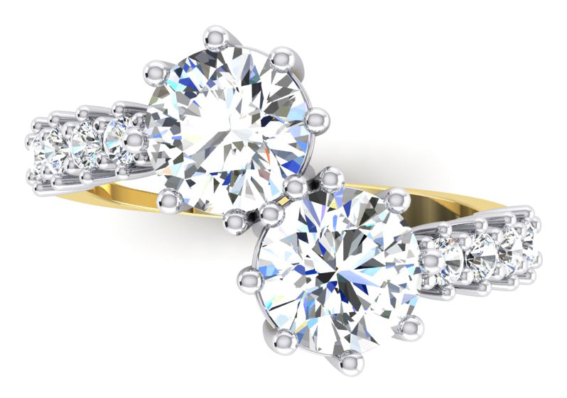 3,30 Karat Rundschliff-Diamantring Mit Zwei Steinen in 14 Karat Weißgold