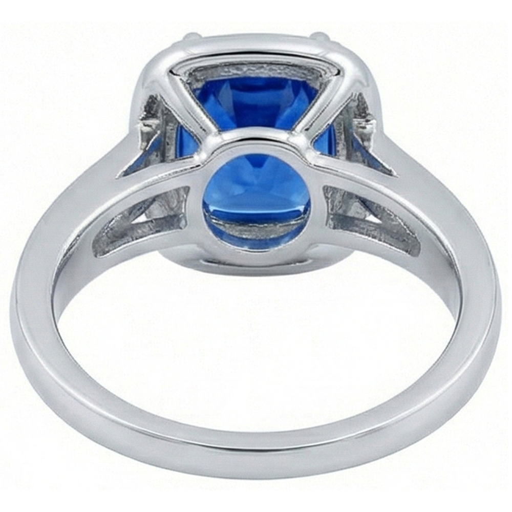 3,35 Karat Ceylon Blauer Saphir und runde Diamanten Verlobungsring