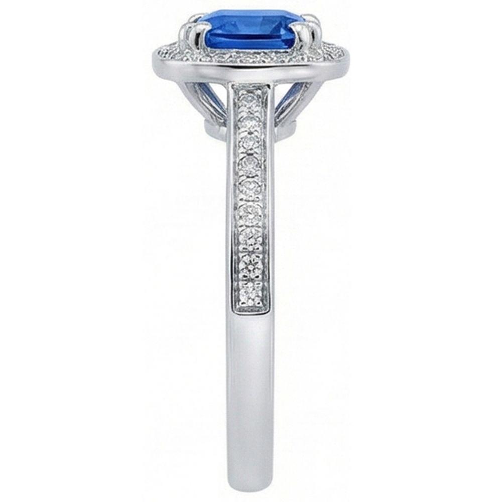 3,35 Karat Ceylon Blauer Saphir und runde Diamanten Verlobungsring