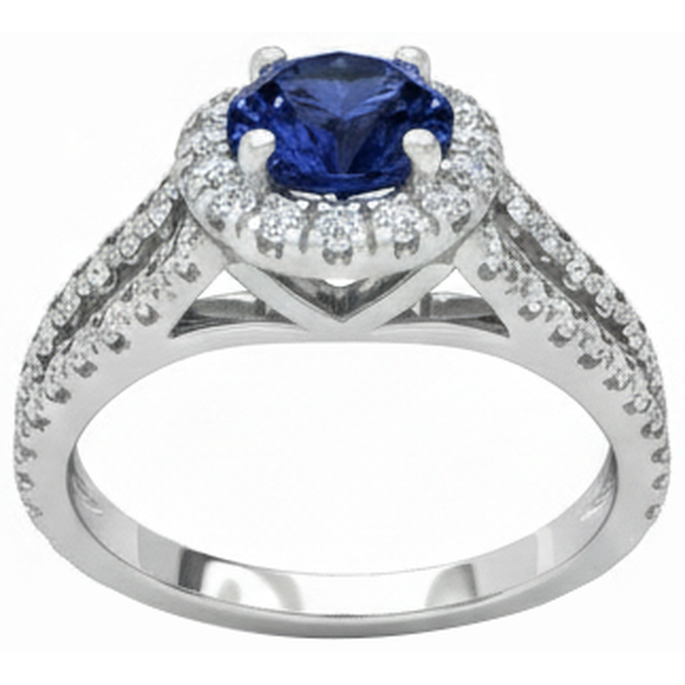 echter round tansanit 3.35Karat ring Seitenansicht
