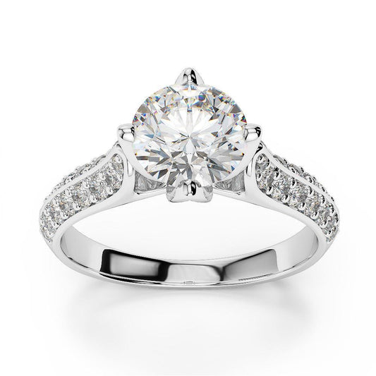 3,40 Ct Solitär Mit Akzent Echt Diamanten Ehering Gold Weiß 14K