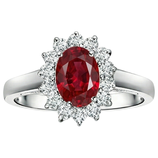 echter oval rubin 3.5Karat ring Vorderansicht