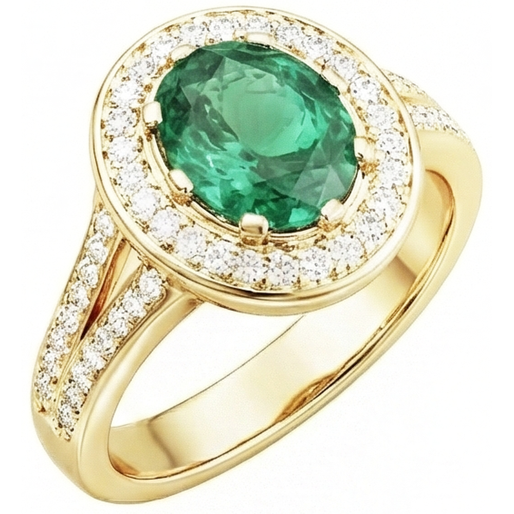 echter oval smaragd 3Karat ring Seitenansicht
