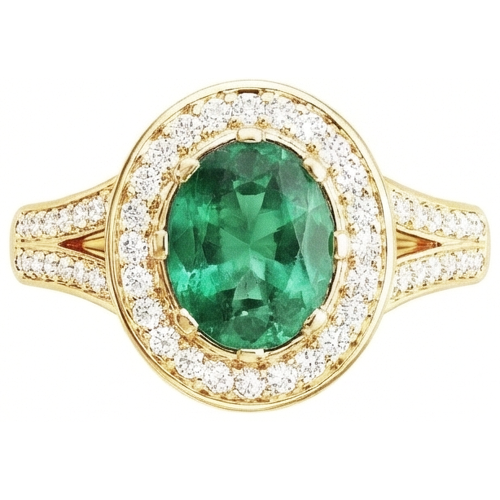 echter oval smaragd 3Karat ring Draufsicht