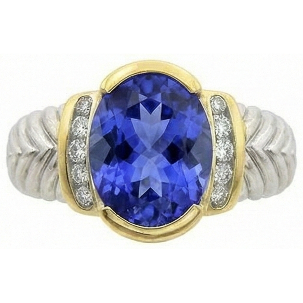 echter oval tansanit 3.50Karat ring Seitenansicht