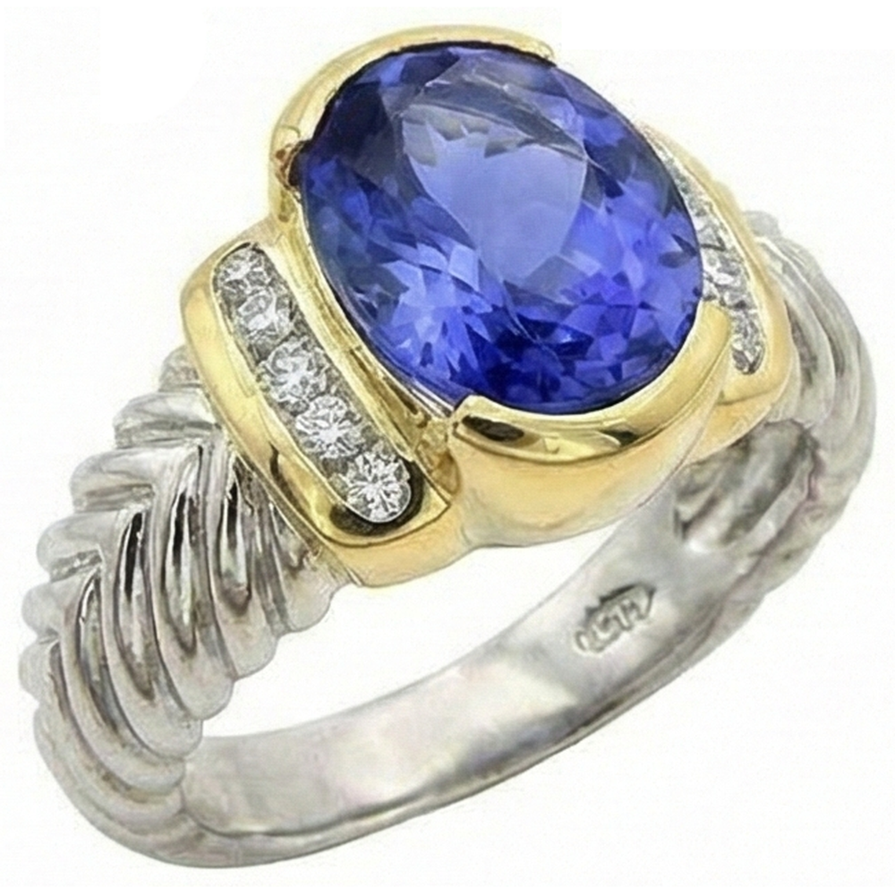 echter oval tansanit 3.50Karat ring Detailansicht