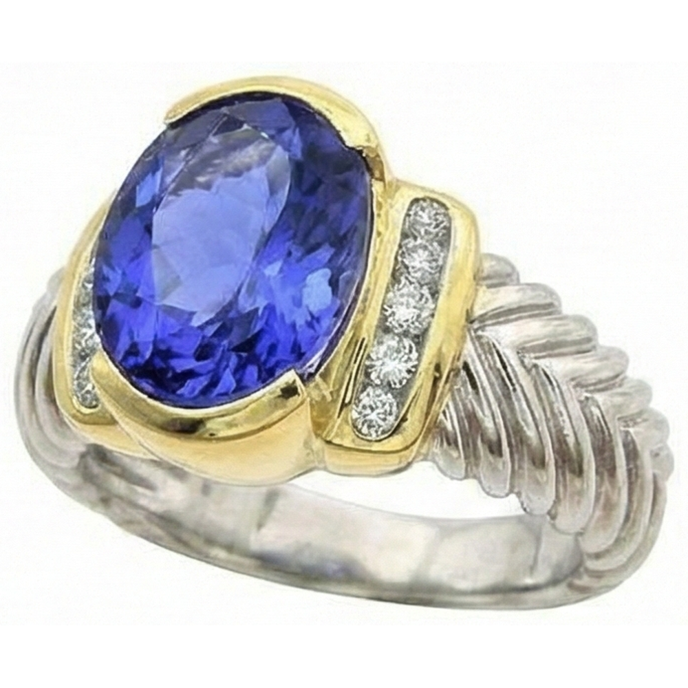 echter oval tansanit 3.50Karat ring Draufsicht