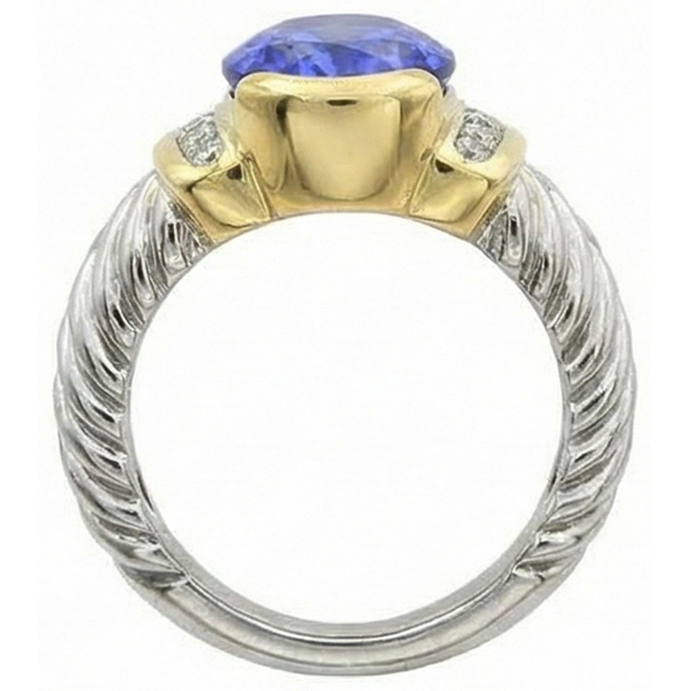 echter oval tansanit 3.50Karat ring Profilansicht