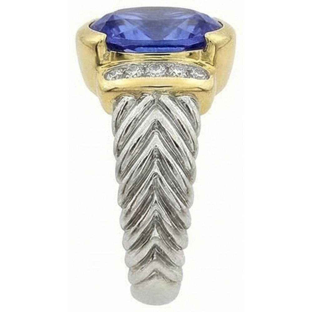echter oval tansanit 3.50Karat ring mit Diamantbesatz