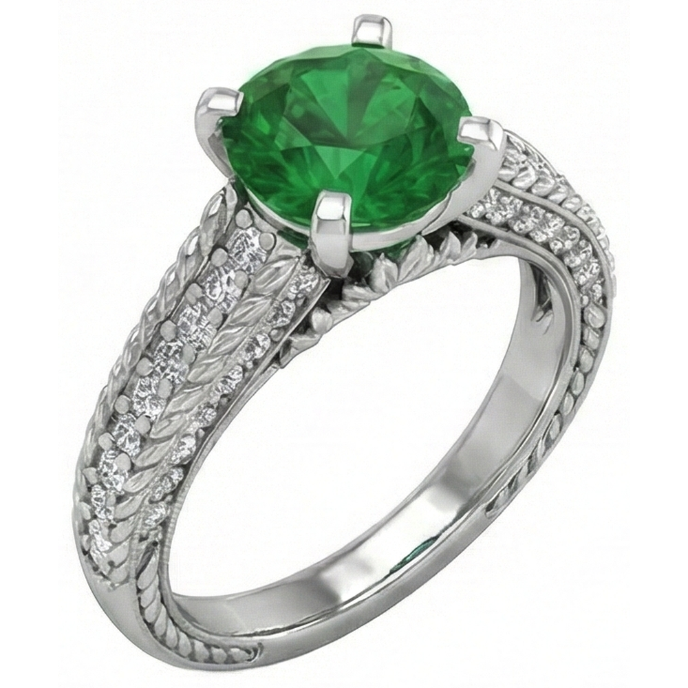 echter round smaragd 3.50Karat ring Seitenansicht