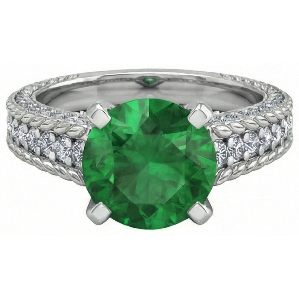 echter round smaragd 3.50Karat ring Detailansicht