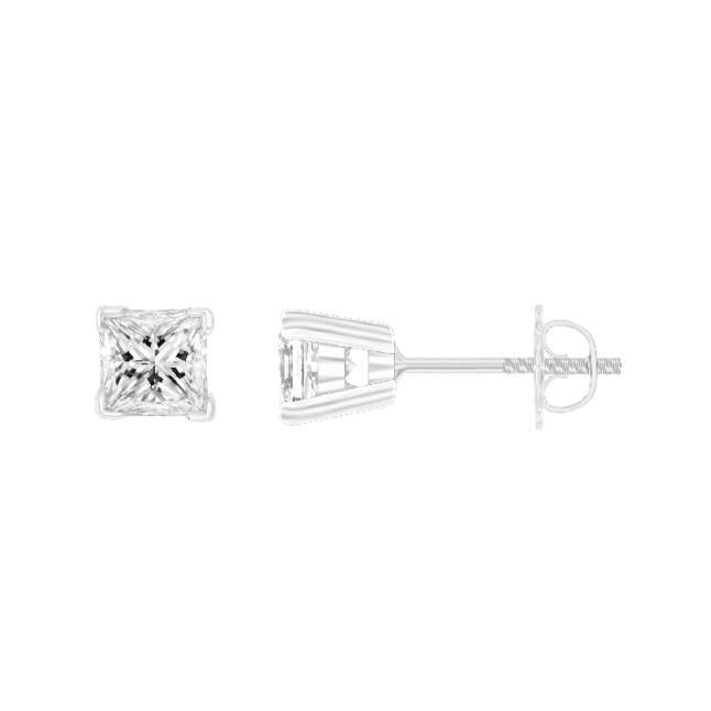 3,50 Ct Princess Cut Natürliche Diamant Ohrstecker 14K Weißgold