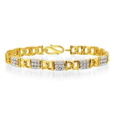 3,60 Karat Krappenset Kleine Echt Diamanten Herrenarmband 14K Gelbgold