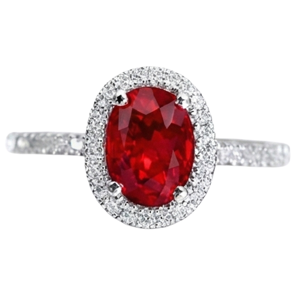 echter oval rubin 3.25Karat ring Vorderansicht