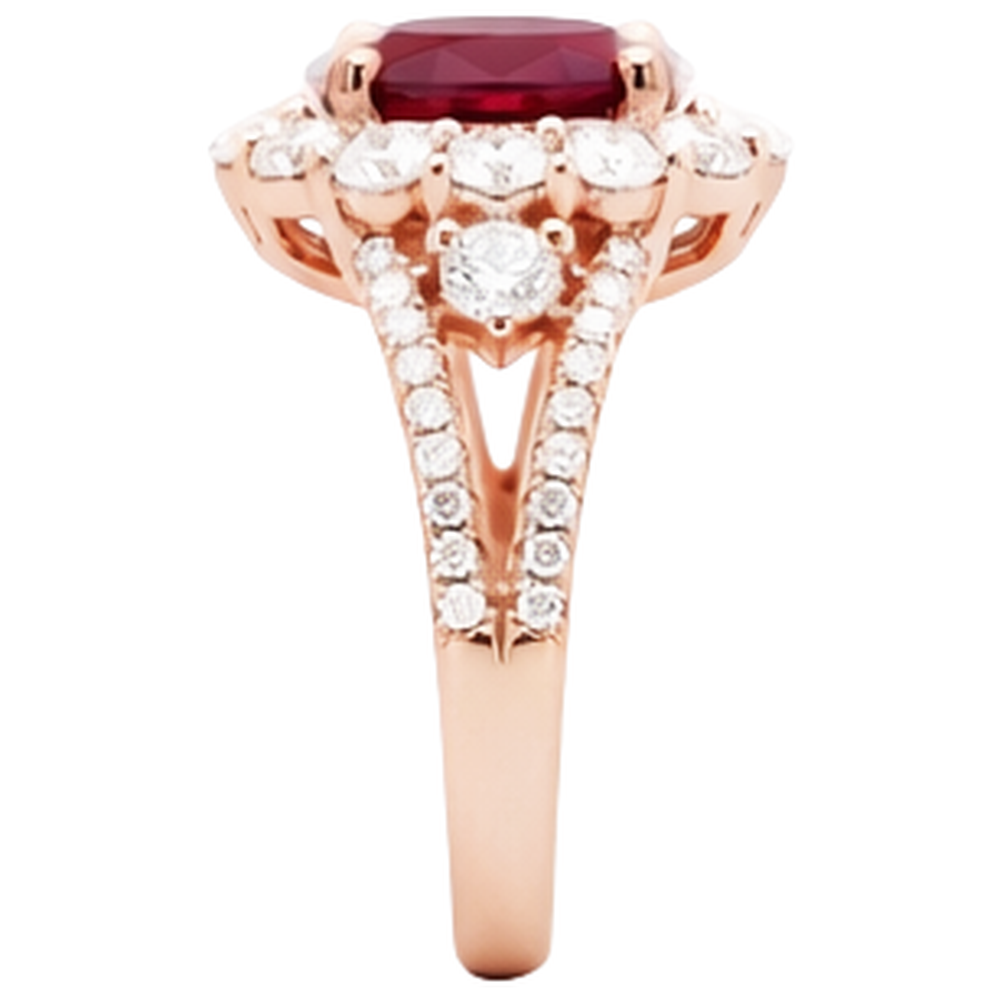 echter oval rubin 3.75Karat ring Draufsicht