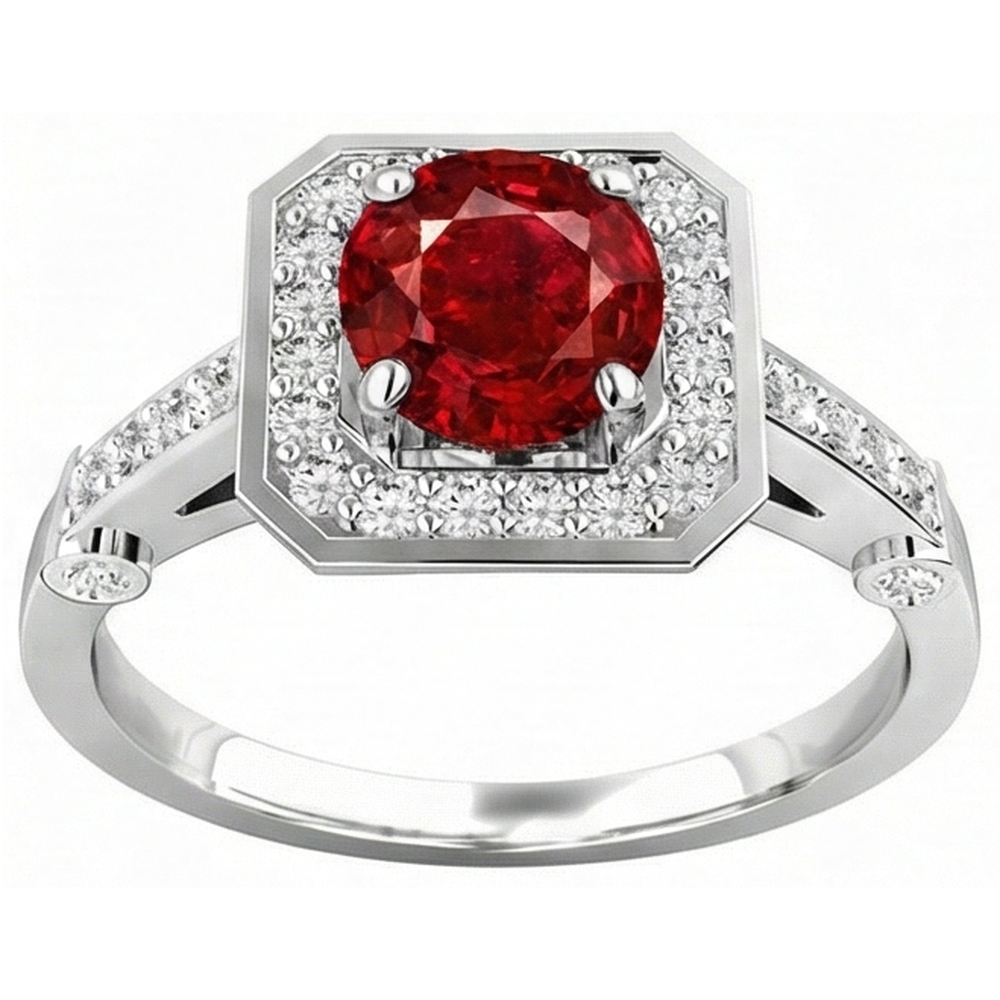 echter round rubin 3.75Karat ring Seitenansicht
