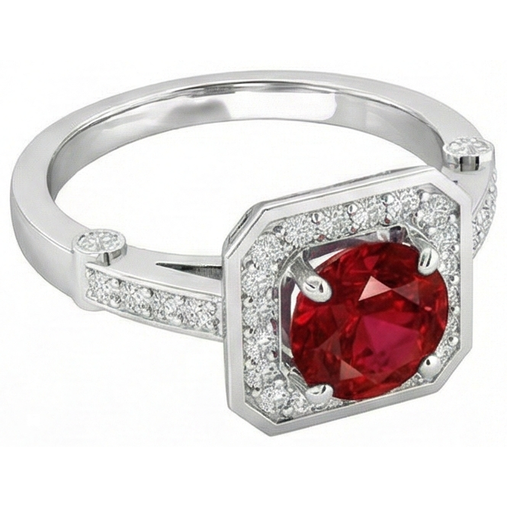 echter round rubin 3.75Karat ring Detailansicht