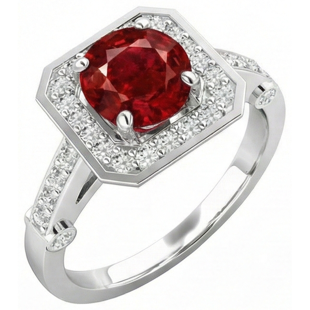 echter round rubin 3.75Karat ring Draufsicht