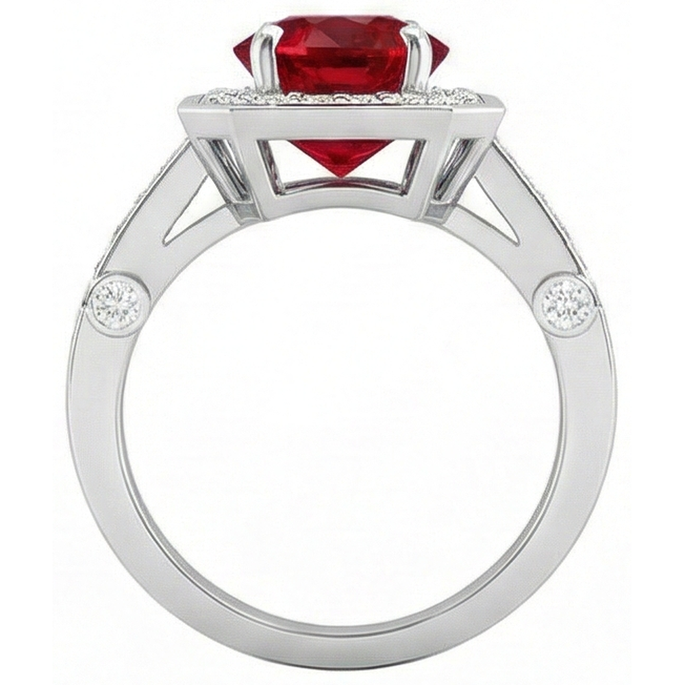 echter round rubin 3.75Karat ring auf Weiß