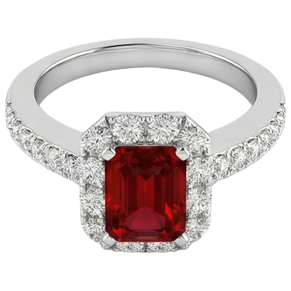 echter round rubin 3.75Karat ring Seitenansicht