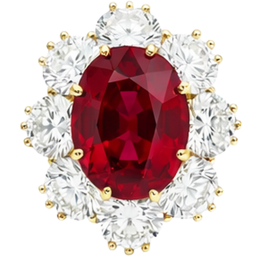 echter oval rubin 3.75Karat ring Vorderansicht