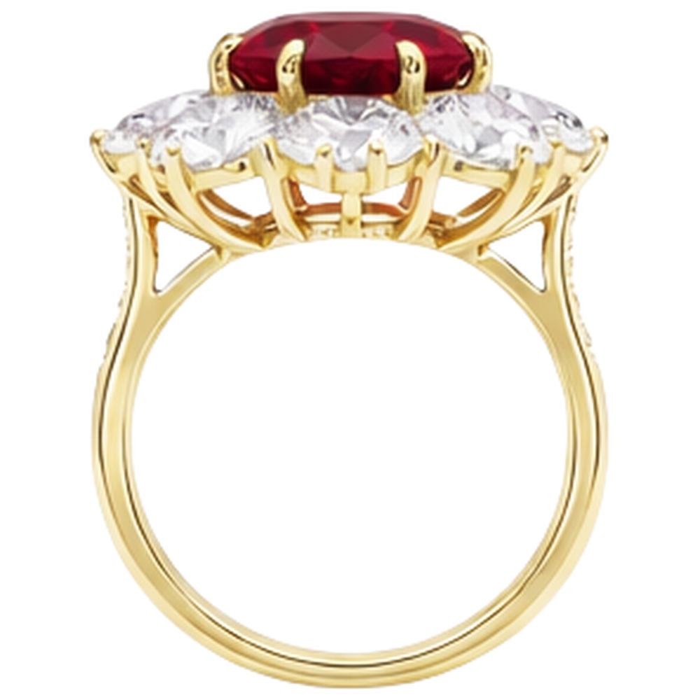 echter oval rubin 3.75Karat ring Profilansicht