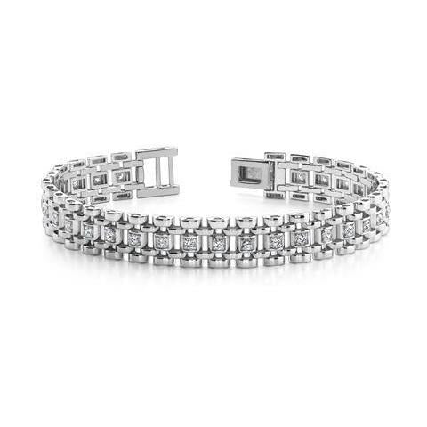 3,75 Karat Runde Krappen Set Natürliche Diamant Herren Armband Weißgold 14K