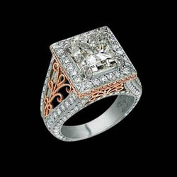 3,76 Ct. Echt Diamanten Verlobungsring Halo Zweifarbiges GoldNeu