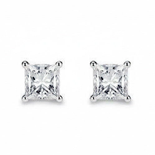 3 Karat Echt Diamanten Damen Ohrstecker Prinzessinnenschnitt Weißgold 14K